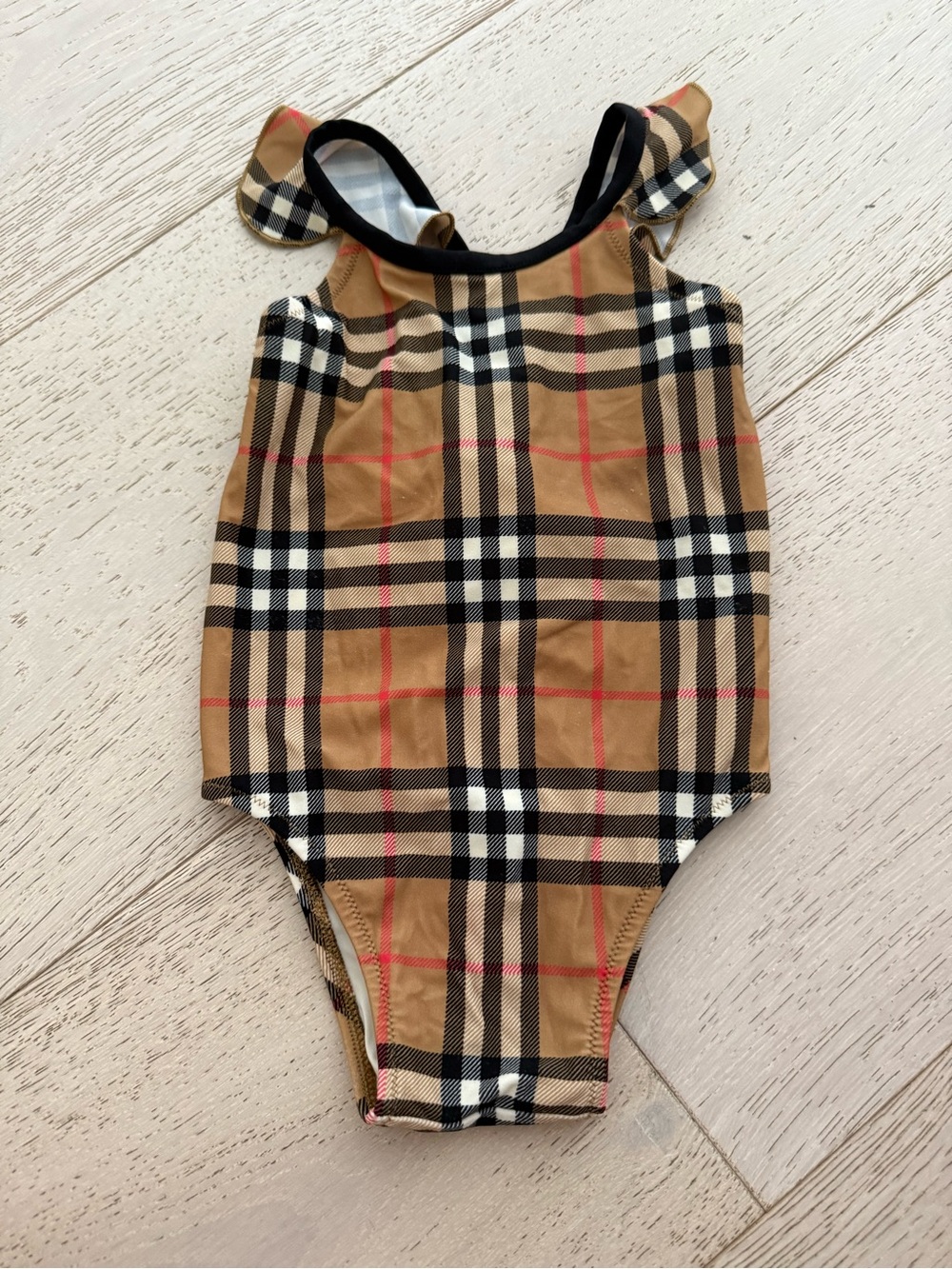 Burberry Toddler One-Piece Swimsuit in Beige Nova Check